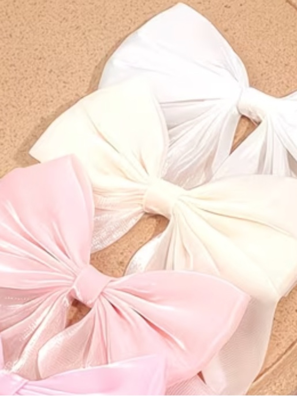 Pack of 4 Pearlescent Champagne Organza Bows for Hair Clips, Crafts, Clothes NWT